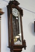 A VICTORIAN ROSEWOOD CASED VIENNA REGULATOR WALL CLOCK WITH SINGLE WEIGHTED MOVEMENT AND TWO PIECE