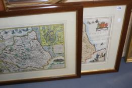 TWO HAND COLOURED MAPS, COUNTY OF DURHAM