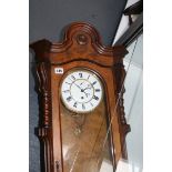 A VICTORIAN VIENNA REGULATOR WALL CLOCK WITH FIGURED WALNUT CASE, UNSIGNED TWO PIECE DIAL AND