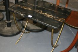 A CONTEMPORARY COFFEE TABLE WITH FAUX BAMBOO BRASS FRAME AND MARBLE TOP