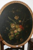 AN 18TH.C.OIL ON CANVAS STILL LIFE OF FLOWERS