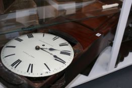 AN EARLY 19TH.C.TRUNK DIAL WALL CLOCK WITH MAHOGANY CASE AND PAINTED CONVEX DIAL SIGNED THOMAS JOLLY