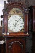 AN 18TH.C.OAK CASED EIGHT DAY LONG CASE CLOCK WITH PAINTED ARCH DIAL