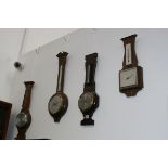 FIVE EARLY 20TH.C.ANEROID BANJO BAROMETERS