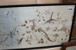 A PAIR OF ANTIQUE CHINESE SILK EMBROIDERED PANELS