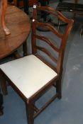 FIVE VARIOUS MAHOGANY LADDER BACK CHAIRS