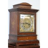 A LATE VICTORIAN ROSEWOOD AND INLAID BRACKET CLOCK WITH WINTERHALDER & HOFFMEIER TING-TANG MOVEMENT