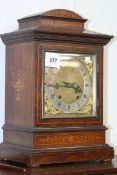 A LATE VICTORIAN ROSEWOOD AND INLAID BRACKET CLOCK WITH WINTERHALDER & HOFFMEIER TING-TANG MOVEMENT