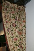 A PAIR OF PRINTED COTTON INTERLINED CURTAINS PROBABLY BY COLEFAX & FOWLER,, EACH APPROX 240 X