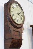 A REGENCY ROSEWOOD AND BOXWOOD STRUNG DROP DIAL WALL CLOCK WITH TWIN FUSEE STRIKING MOVEMENT AND