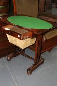 A W.IV.ROSEWOOD WORK TABLE WITH FOLD OVER TOP
