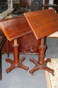 TWO SIMILAR VICTORIAN MAHOGANY ADJUSTABLE READING TABLES