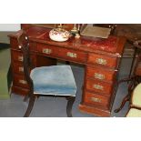 A LATE VICTORIAN MAHOGANY PEDESTAL DESK