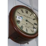 AN EARLY 19TH.C.MAHOGANY DIAL WALL CLOCK WITH FUSEE MOVEMENT AND SIGNED JOHN BENNETT, LTD.,CHEAPSIDE