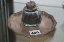 A HALLMARKED SILVER INKWELL