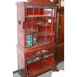 AN ANTIQUE ORIENTAL LACQUERED AND INLAID SIDE CABINET