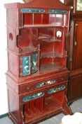 AN ANTIQUE ORIENTAL LACQUERED AND INLAID SIDE CABINET