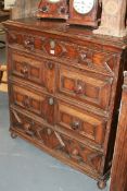 AN 18TH.C.OAK PANEL DRAWER CHEST