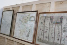 JOHN OGILBY STRIP MAP, LONDON-HOLYHEAD TOGETHER WITH A MAP OF STAFFORDSHIRE, ROBERT MORDEN MAPS OF