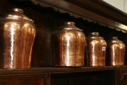 A SET OF COPPER CANNISTERS,ETC