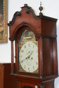 A GEO.III.OAK CASED LONG CASE CLOCK WITH PAINTED ARCH DIAL SIGNED WILKINSON,LEICESTER