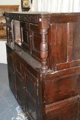 A 17TH.C.OAK COURT CUPBOARD.