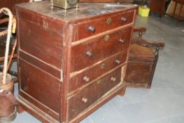 A 17TH.C.OAK TWO PART COTTAGE CHEST OF DRAWERS