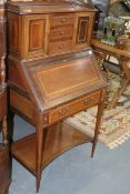 AN EDWARDIAN INLAID LADIES WRITING BUREAU CABINET