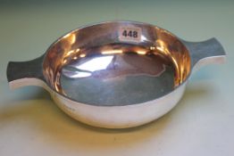 A SILVER MODEL OF A QUAICHE, B'HAM 1929, 18cms DIAMETER 11ozs