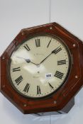 A REGENCY ROSEWOOD CASED WALL CLOCK WITH SINGLE FUSEE MOVEMENT AND INDISTINCTLY SIGNED DIAL