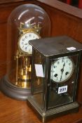 AN EARLY 20TH.C.FOUR GLASS STRIKING CLOCK SIGNED SAMUEL BARLOW TOGETHER WITH A GERMAN ANNIVERSARY