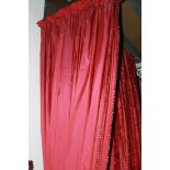 TWO PAIRS OF SILK BEADED DOUBLE FACED CURTAINS WITH TIE BACKS EACH CURTAIN 260 X 330CMS