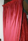 TWO PAIRS OF SILK BEADED DOUBLE FACED CURTAINS WITH TIE BACKS EACH CURTAIN 260 X 330CMS