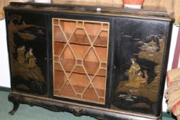 MAISON-JANSEN. AN EBONISED AND LACQUER SIDE CABINET