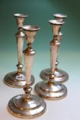 A SET OF FOUR GEO.III.STYLE TALL CANDLESTICKS DATED LONDON 1927. 29cms HIGH.     £600-900