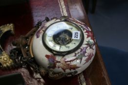 A VICTORIAN POTTERY CASED HANGING WALL CLOCK TIMEPIECE