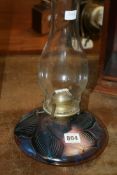 A LUSTRE GLASS OIL LAMP