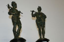 A PAIR OF SPELTER FIGURES