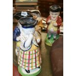 FOUR UNUSUAL 19TH.C.POTTERY CHARACTER JUGS
