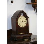 A REGENCY MAHOGANY BRACKET CLOCK WITH SINGLE FUSEE MOVEMENT