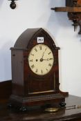 A REGENCY MAHOGANY BRACKET CLOCK WITH SINGLE FUSEE MOVEMENT