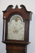 A GEO.III.OAK AND MAHOGANY EIGHT DAY LONG CASE CLOCK WITH PAINTED ARCH TOP MOON PHASE DIAL