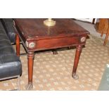 A PAIR OF BRASS MOUNTED HARDWOOD END TABLES