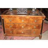 A LARGE 19TH CENTURY BIEDERMEIER WALNUT THREE DRAWER CHEST