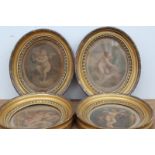 After F. Bartolozzi, four small oval colour prints of putti, in gilt frames.