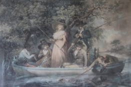 After George Morland (1763-1804), "The Angling Party", engraved by G Keating, a coloured aquatint.