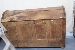 An 18th Century Continental oak blanket coffer, with shaped top over panel front and sides, 140cm
