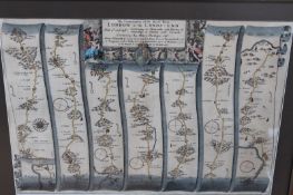 After John Ogilby, four hand coloured strip maps, the road from London to the Lands End,17th-18th
