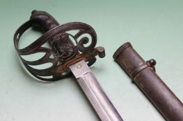 A 19th Century sword, with etched steel blade to the West Middlesex Rifle Volunteers, with steel