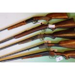 Five various stock and actions, .22 BSA Rifle, .410 Baikal A17697, double barrelled 12-bore Baikal